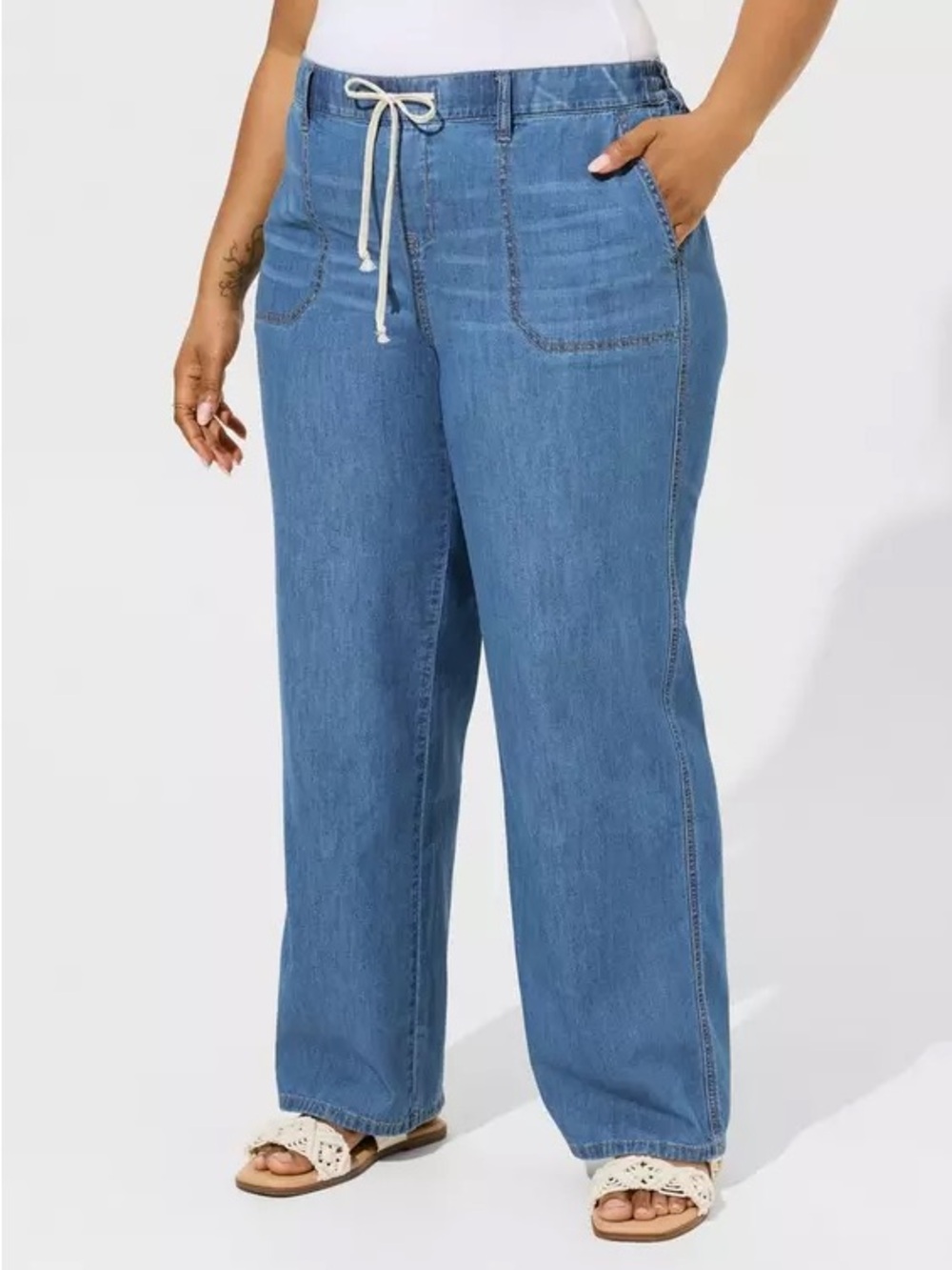 Torrid Super Soft Pull On Wide Leg Jeans Size 3X Medium Wash